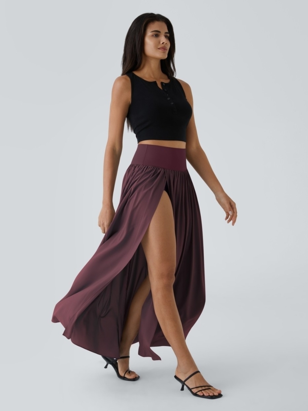 Halara Breezeful High Waisted Split 2-in-1 Flowy Maxi Skirt - Picture 5 of 7